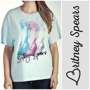 BRITNEY SPEARS - NWT - L Sz Lg Short Sleeve Crewneck Tee 100% Cotton/Baby Blue